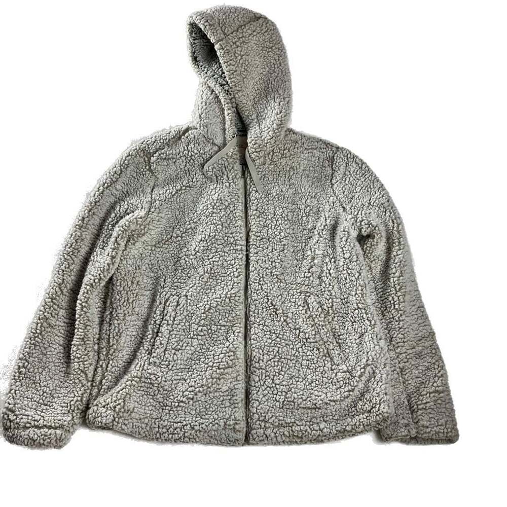 Thread & Supply gray sherpa full zip hoodie L cozy fleece cottagecore jacket